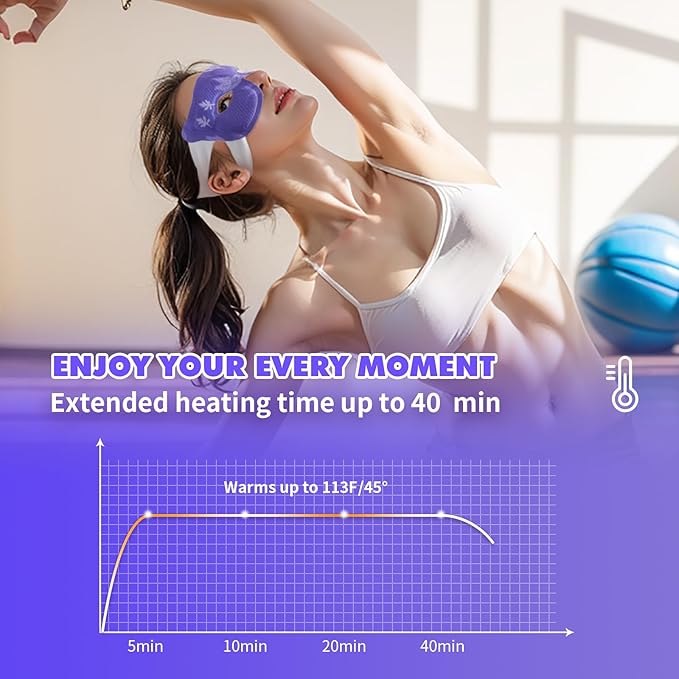 18 Packs Lavender Steam Eye Masks for Dry Eyes 40 Mins Warm Eye Mask Heated Eye Mask Reduce Puffiness Dark Circles Travel Essentials Eye Masks for Sleep Disposable(Lavender,Hollow)-BrightBean Baby