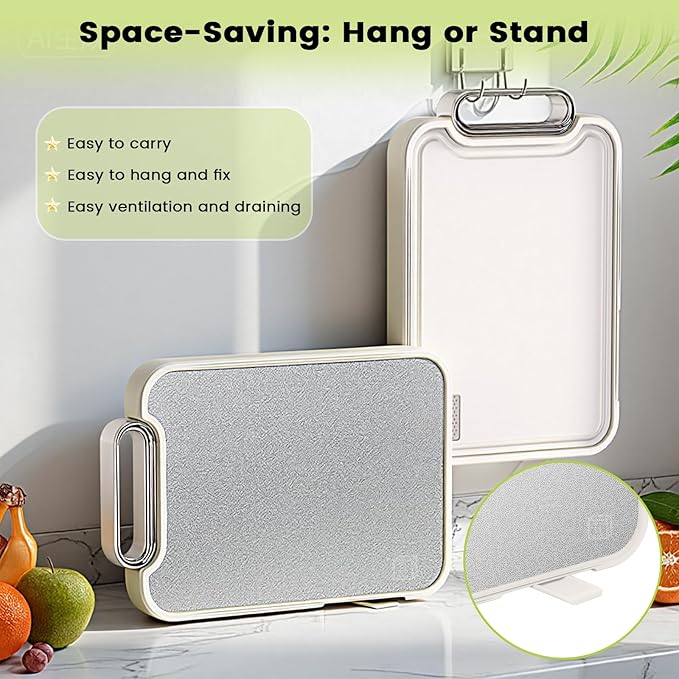 Titanium Cutting Board for Kitchen, Cutting Boards Non Toxic Double Sided Metal Pure Titanium and Wheat Straw PP Chopping Board Food Grade Easy to Clean Large Size 16"*10"*0.9"(White)