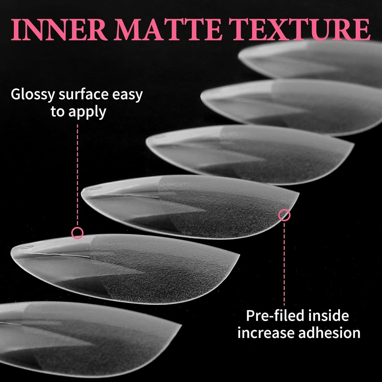 EBANKU Medium Almond Nail Tips, 550 Pcs Matte Clear Acrylic Press-on Nails, Pre-shaped Half Matte Full Cover Clear Acrylic Nails Gel Kit False Nail Tip Press on Nails for Nail Extension DIY Salon-BrightBean Baby