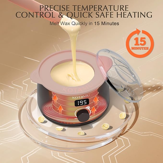 KOTAMU Waxing Kit-Professional Wax Warmer for Women& Men Hair Removal,Black Waxing Machine With Silicone Pot, Sensitive Skin Friendly Body Wax Kit Ideal for Face Bikin Brazilian Leg Home Salon-BrightBean Baby