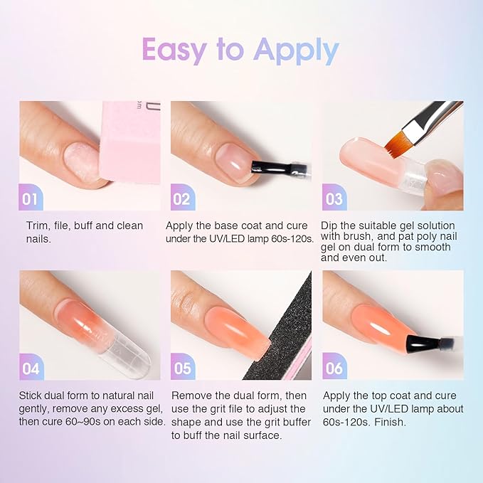 ROSALIND 38PCS Poly Nail Gel Kit with Mini Nail Lamp Glitter Brown Poly Extension Gels Kit Nude Pink Poly Gels Set-BrightBean Baby