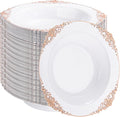 100PCS Rose Gold Plastic Bowls - 12 oz Disposable Salad Bowls - Heavy Duty Disposable Soup Bowl - Fancy Plastic Ice Cream Bowl for Weddings Parties Catering Picnics