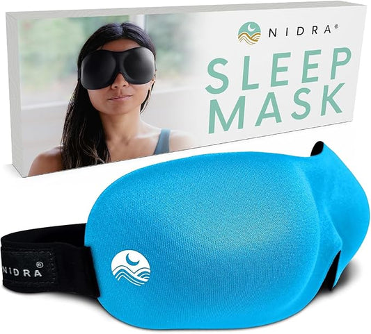 Nidra Contoured Sleep Mask for Side Sleepers – Zero Pressure Fit, Light Blocking Eye Shade for Sleeping & Travel – Blue, Standard Size-BrightBean Baby