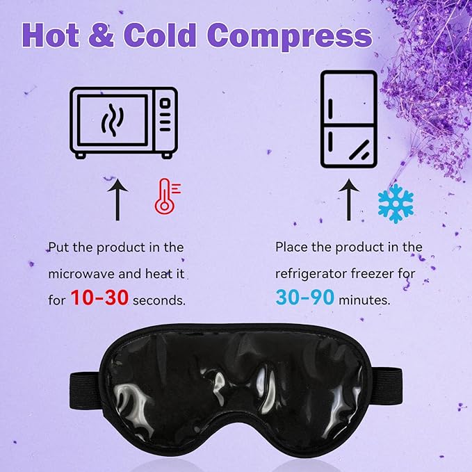 Cooling Gel Eye Mask Reusable Cold Eye Mask, Frozen Eye Mask Ice Eye Compress Ice Pack, No Freeze, Cool Relaxation, Comfort Snug Fit, Eye Cover Ice Mask with Mineral Mud for Office, Home, 2PCS-BrightBean Baby