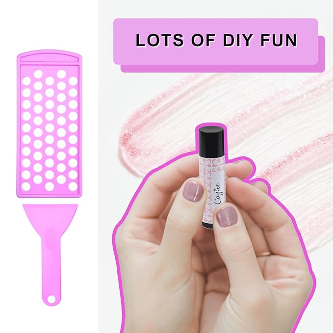 Lip Balm Filling Tray Kit - 1x Filling Tray, 1x Spatula, 50x Lip Balm Tubes (Black), 50x Writable Sticker (3 colors), 50x Printed Stickers (Transparent) - DIY Homemade Lip Balm - Gift Idea-BrightBean Baby