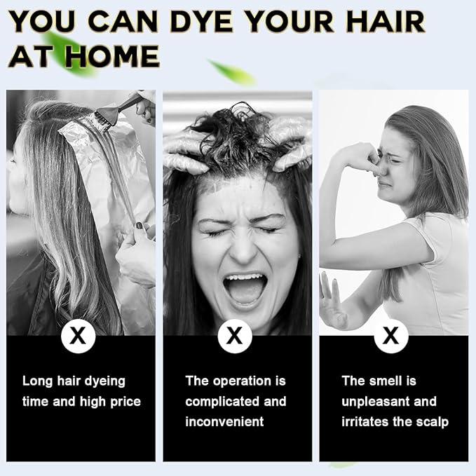 Hair Dye Shampoo Chestnut Brown Hair Color Shampoo for Gray Hair Coverage Herbal Hair Dye Shampoo 3 in 1 for Men and Women, Instant Color Shampoo-BrightBean Baby