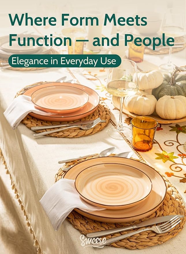 Sweese 7.4 Inch Porcelain Dessert Plates - Round Salad, Appetizer Plate Set for Kitchen, Small, Dishwasher Microwave Safe, Set of 6, Neutral