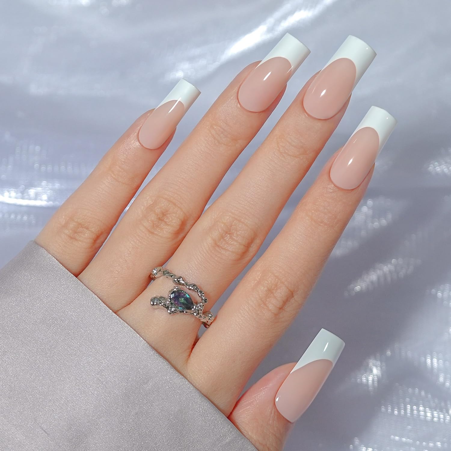 French Gel Nail Tips - Jofay Fashion French Tip Press on Nails 10-Piece Set 320Pcs, 3 in 1 Nude long Square Nail Tips, No Need to File Acrylic Fake Nails for Nail Art DIY & Nail Extension, 16 Sizes-BrightBean Baby