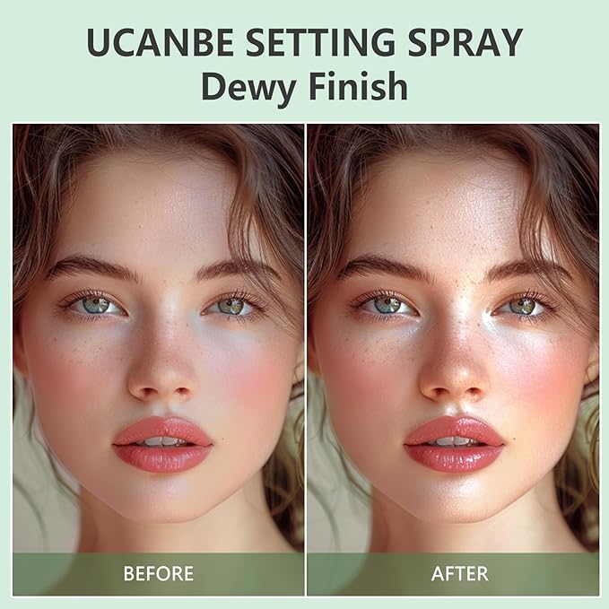 Dewy Makeup Setting Spray Kit-3.38 Fl oz Hydrating Illuminating Finishing Spray Lightweight Face Mist All Day Long Make up Fixer +2PCS Sponge Puff, Hydrate Skin for a Bright Look-BrightBean Baby