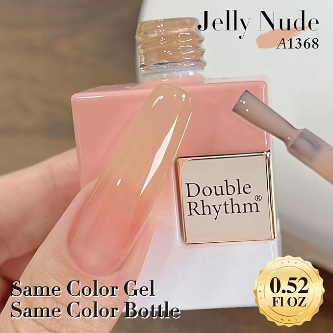 Double Rhythm 0.5Oz Translucent Gel Polish Sheer Neutral Natural Light Milky Same Color Same Bottle 15ML Jelly Art DIY at Home (Neutral Nude Pink-A1368)-BrightBean Baby