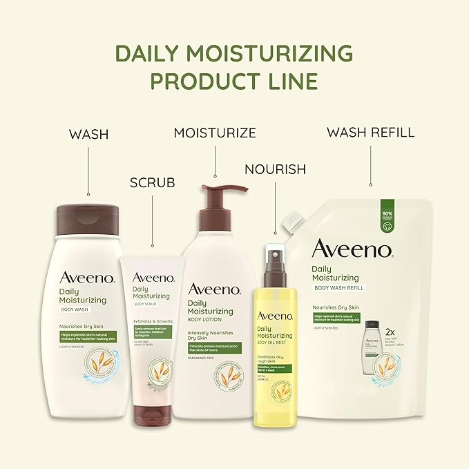 Aveeno Daily Moisturizing Body Oil, Body Mist for Dry Skin with Oat Oil and Jojoba Oil, Nourishing Body Spray with a Hypoallergenic Formula, 6.7 FL OZ-BrightBean Baby