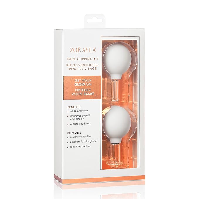 Zoe Ayla Facial Cupping Set, 2 Pcs - Cupping Kit for Massage Therapy - Improves Skin Appearance - Promotes Blood Circulation - Sculpts and Tones - Reduces Puffiness - 1 Large Cup - 1 Small Cup-BrightBean Baby