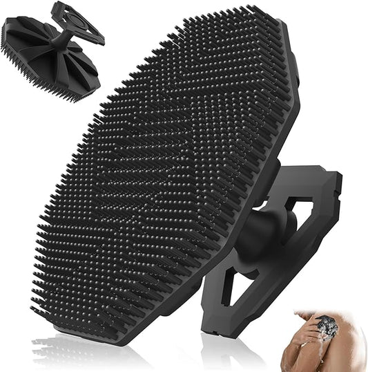 Soft Silicone Body Scrubber Brush, Non-Slip Handheld Cleansing Brush, Rich Foam, Deep Exfoliation, Brightening Skin, Comfortable Massage, for All Skin Types, Men and Women (Black)-BrightBean Baby
