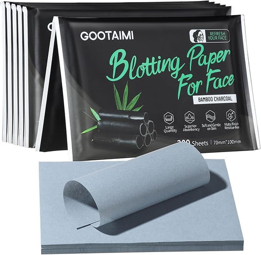 1200PCS Blotting Paper for Oily Skin, Natural Bamboo Charcoal Blotting Paper, 100 * 70MM Large Oil Blotting Sheets for Face, Makeup-BrightBean Baby