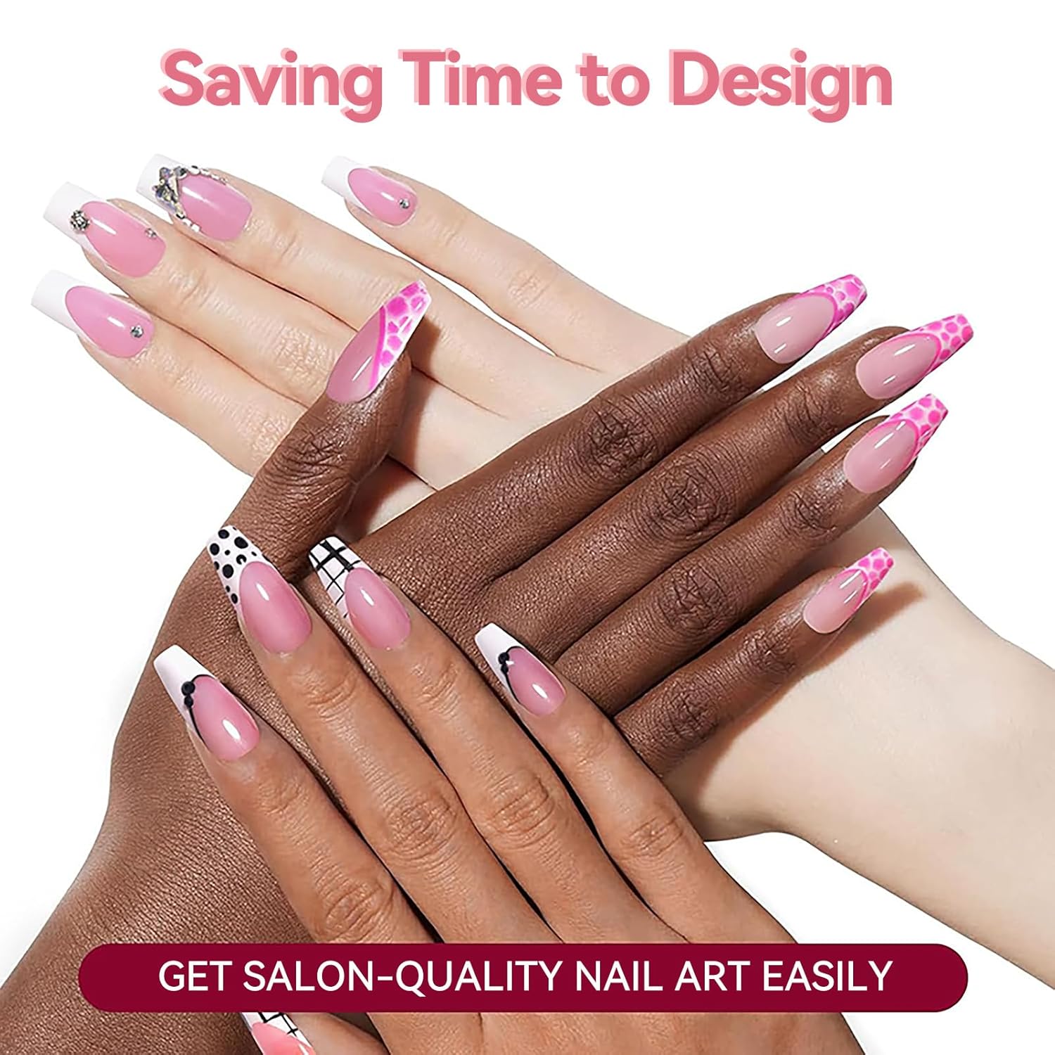 Born Pretty Nail Stamping Plates Set Nail Art Image Plates Plaid Flowers Leaves Geometric French Stamp Templates Kit Image Manicuring DIY Printing Tools 6PCS-BrightBean Baby