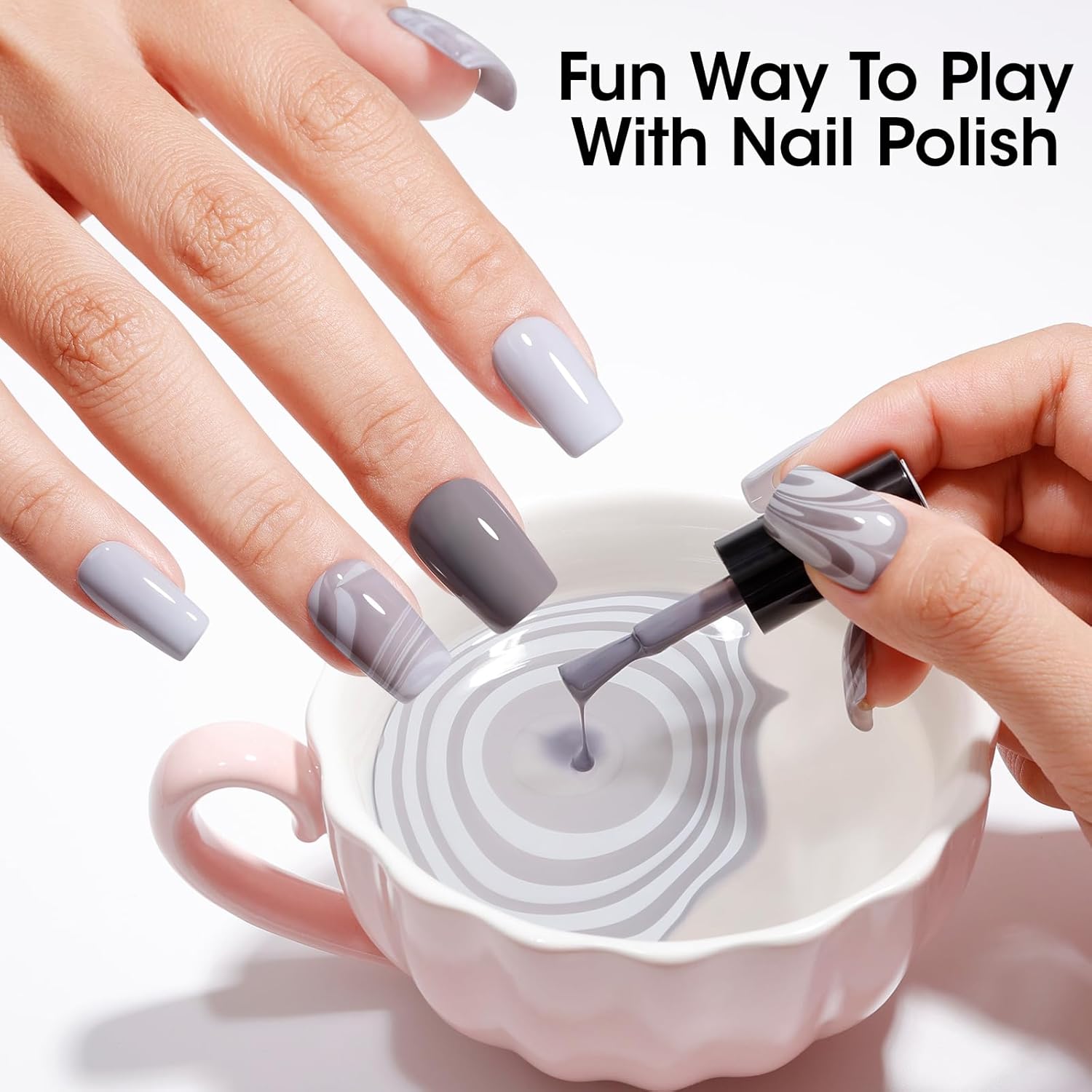 Gellen 4 Colors Black White Gray Nail Polish Set & Base Top Coat, Fall Winter Trendy Winter Black White Grey Regular Nail Polish Quick Air Dry Set for Women DIY Nails Home Salon, Hema Free, Toxin Free-BrightBean Baby