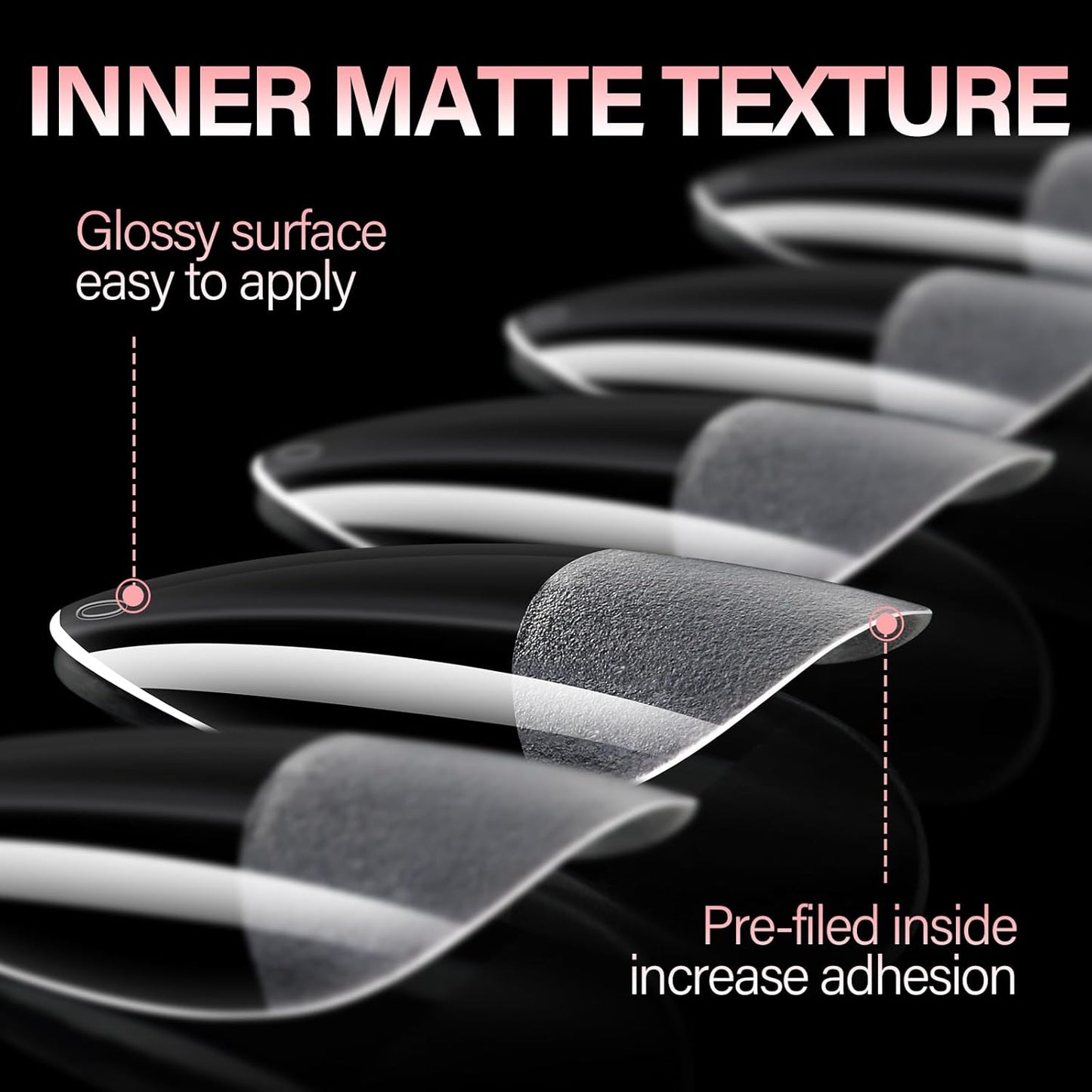 AILLSA Medium Almond Nail Tips Gel Half Matte Acrylic Nail Tips Clear Gelly Full Cover Pre-Filed Press on Nail tips Fake Nails For Extentions Manicure Salon Home DIY 216PCS 12 Sizes-BrightBean Baby