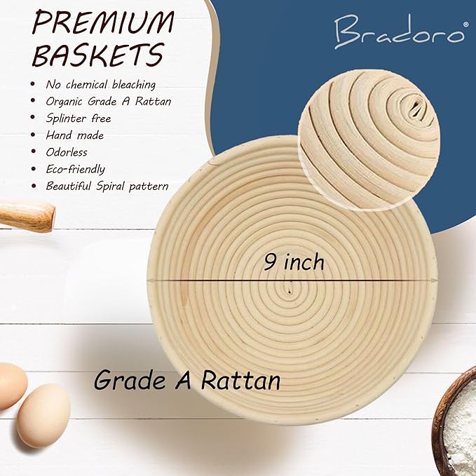 Sourdough Bread Proofing Basket, Bread Baking Supplies, Sour dough Starter Kits, Bread Making Tools Kit, Sour Dough Kit Tools, Sourdough Proofing Basket, Sourdough Kit Gift for Mom Bakers Women Wife