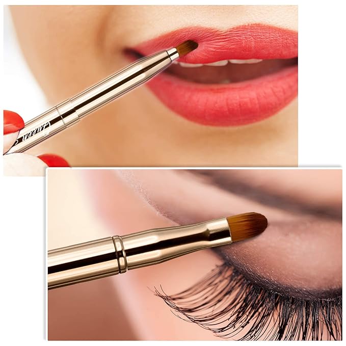 Retractable Eyebrow Eyelash Lip Brush Makeup Brush Double-Sided Soft With Cap Concealer Eyeliner For Travel Cosmetic Brushes, gold color-BrightBean Baby