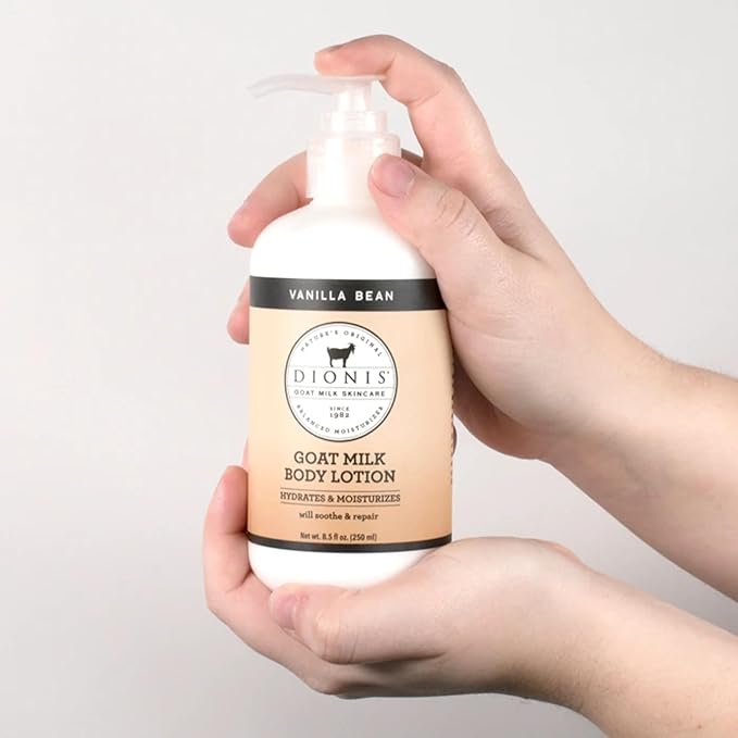 Dionis - Goat Milk Skincare Vanilla Bean Scented Sugar Scrub & Lotion Set (6 oz and 8.5 oz) - Made in the USA - Cruelty-free and Paraben-free-BrightBean Baby