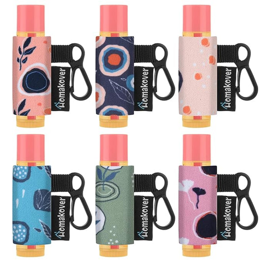 6 Pack Compact Clip-On Chapstick Holder Premium Release Clip Neoprene Sleeve Lip Balm with Clip Fits Most Standard Lip Balm (Colored Whale)-BrightBean Baby