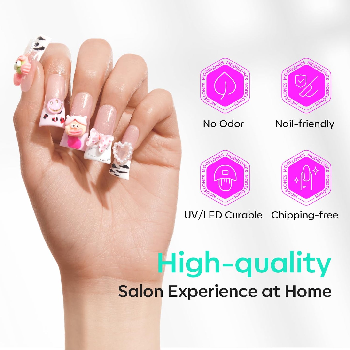 modelones Duck Nail Tips, Short Flare Pre-Shape Half Cover Soft Gel Tips Wide Style Acrylic Fake Nails False Clear Press on Extension Gel Kit Manicure DIY at Home 216PCS 12Sizes-BrightBean Baby