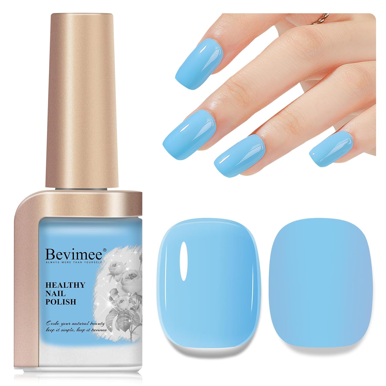 Blue Nail Polish Quick Dry Pastel Nail Lacquer Sheer Color, Light Blue Regular Fast Dry Fingernail Polish Bulk Non Gel Long-Lasting DIY Salon Gift For Women-BrightBean Baby