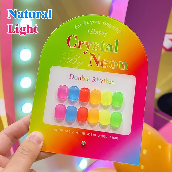 Double Rhythm 6 Pcs 15 ML Gel Polish Set Same Color Same Bottle Soak Off Gel Polish Kit Nail Art Manicure Salon DIY at Home for Women (Jelly Neon Pink Blue Red Green-T6-26)-BrightBean Baby