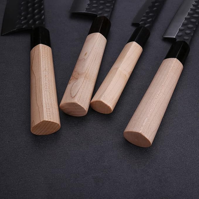 WILDMOK Left Handed 4pcs Knife Set GYUTO Sashimi Sushi Knife Sets for Left Handed, Fish Filleting Chef Knife for Kitchen German Steel Blade & Traditional Wooden Handle