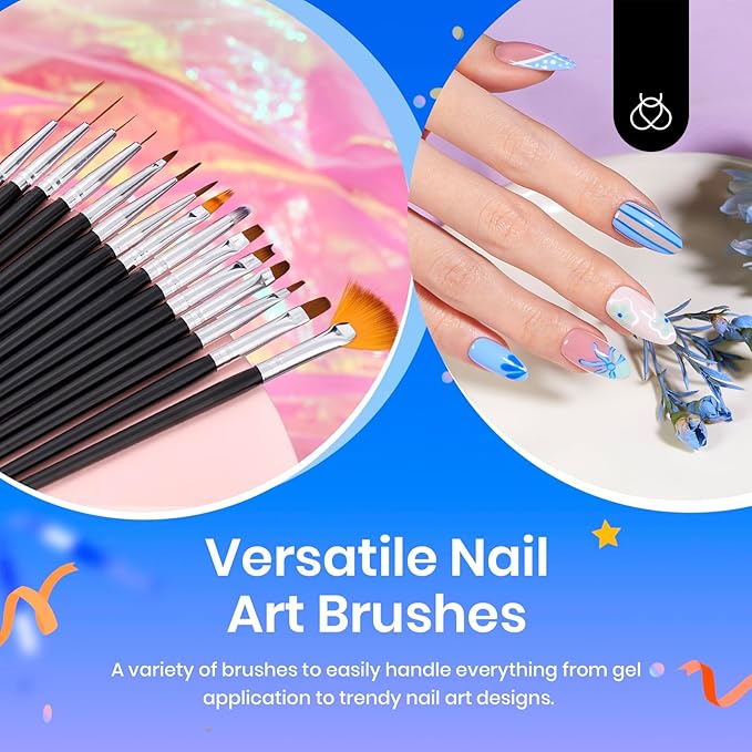 Beetles 31pcs Nail Art Brushes, Dotting Tools, Nail Art Pens, Dust Brush, Striping Liner Fingernail Drawing Pens with Palette Holder All in One for Starter Manicure Design Set-BrightBean Baby