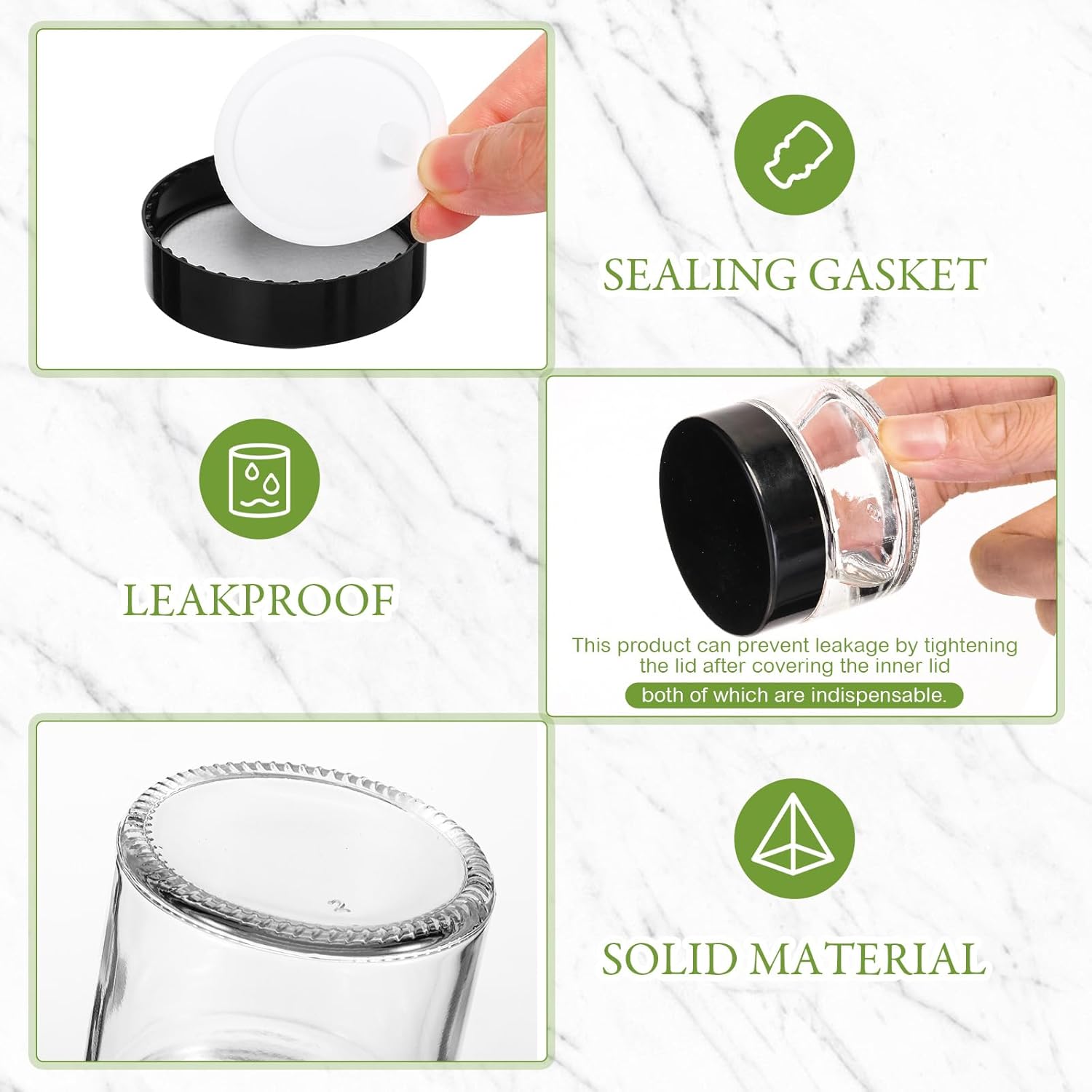 Domensi 100 Pcs 1 oz Glass Jars with Lids Bulk Round Glass Cosmetic Jars Lids 1 oz Small Travel Containers with Inner Liner for Lotions Powders Ointments Sample Cream(Clear, Black)-BrightBean Baby