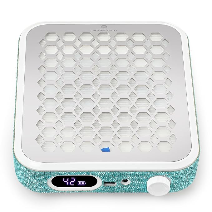 Nail Dust Collector, Rechargeable Dust Collector Nail Tech, Powerful Vacuum Fan Vent Dust Collector Extractor Dust Suction Machine for Acrylic Nails Polishing, Nail Salon&Home, Blue-BrightBean Baby