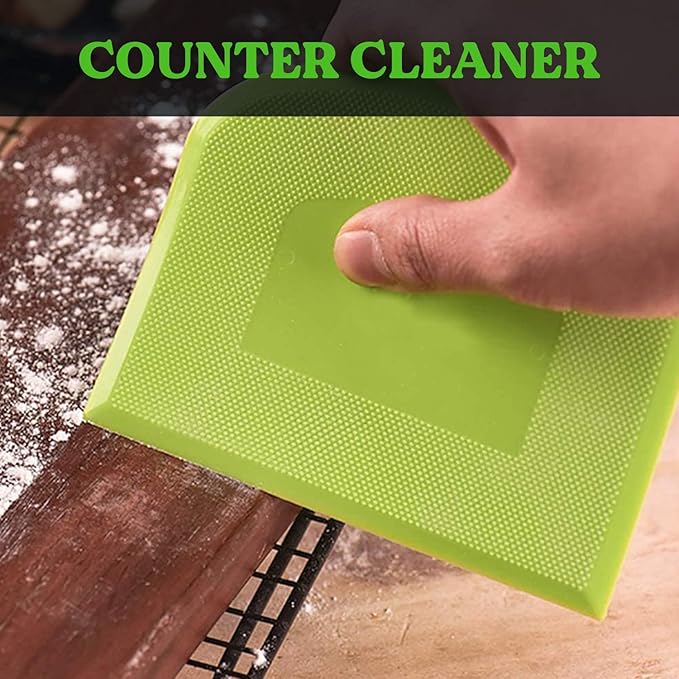 SURDOCA Dough Scraper Bench Scraper - 3P 8.3x5.5" Plastic Flexible Bowl Scraper, Sharp Edge & Angles Cake Scraper. Non-Slip Bakeware Decorating Tools Sculpting & Modeling Tools - Pure Blue