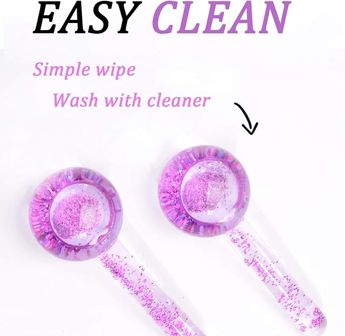 ICE Beauty Balls for Facial, 2PCS Purple Facial Roller for Cold Facial Massage Face Roller Balls with Anti-Freeze Liquid to Reduce Puffiness, Pores, Wrinkles…-BrightBean Baby