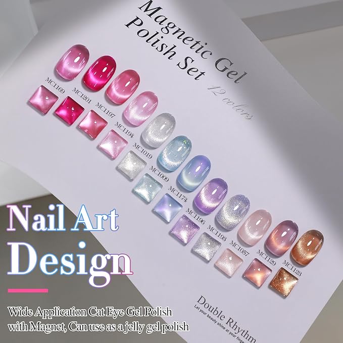 Double Rhythm 28Pcs 0.5Oz Cat Eye Gel Nail Polish Set Same Color Same Bottle Soak Off Magnetic Gel Polish Kit Nail Art Manicure Salon DIY at Home (Silver Gold Red Black-T24-7)-BrightBean Baby