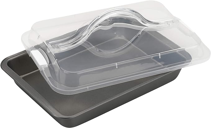 GoodCook Everyday Nonstick Steel Bake-N-Take Oblong Pan, 9" x 13" with Lid, Gray