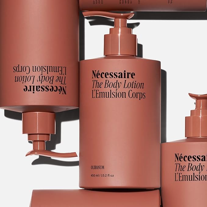 Nécessaire The Body Lotion with Pump. Olibanum. Multi-Peptide Firming to Moisturize + Strengthen. 2.5% Niacinamide, Vitamin C/E + Omega 6/9. Notes of Vanilla, Fig Leaf, & Cassis Buds. 450ml/15.2 fl oz-BrightBean Baby