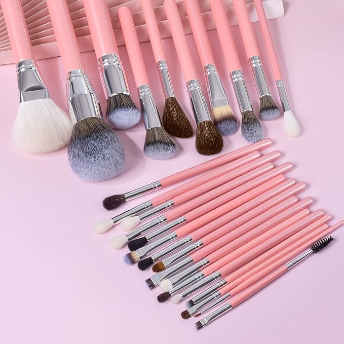 Bueart Design Makeup Brushes Set 26pcs Real Natural Goat Hair Professional labeled Foundation Face Blending Blush Concealers Eyeshadow Brush Set(26Pcs Pearl Pink)-BrightBean Baby