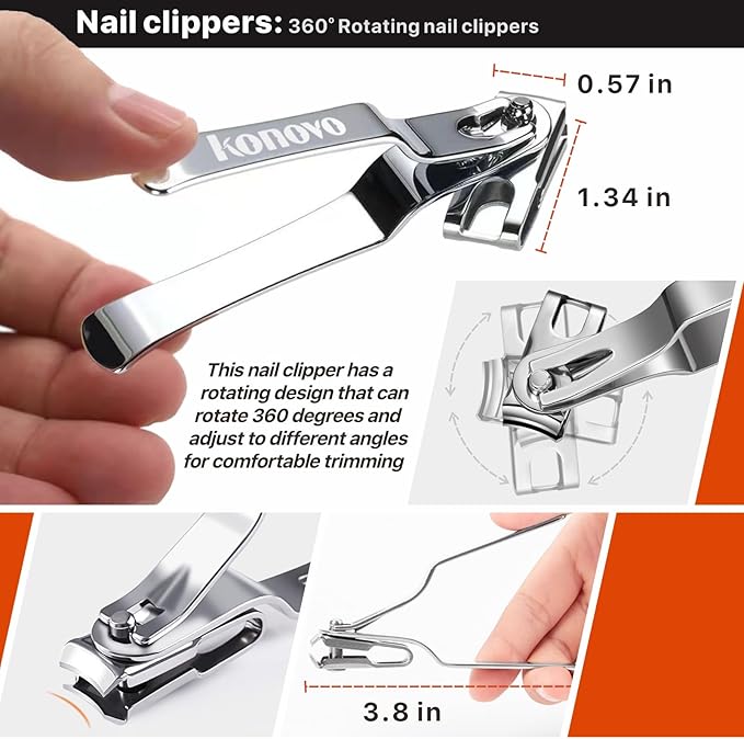 Toenail Clippers for Seniors Thick Toenails, Toe Nail Clippers Adult Thick Nails Long Handle, Professional Heavy Duty Nail Clippers 6Pcs Black-BrightBean Baby