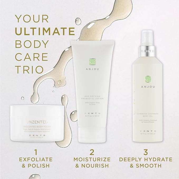 Zents Luminous Cashmere Body Oil (Anjou Fragrance) | Moisturizing Body Oil with Vitamin E & Organic Coconut Oil | Softens & Smooths Skin | 8 fl oz-BrightBean Baby