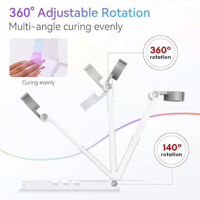 Makartt UV Nail Lamp Stand: Foldable, 360° Adjustable Rotation, Portable, Handsfree, Convenient for Gel Nails Polish Painting Home Salon Manicure-BrightBean Baby