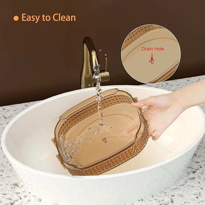 Awenia Rotating Makeup Organizer 360, Stackable Adjustable Large Capacity Cosmetic Storage Unit,Dresser Bathroom Kitchen Countertop Organizer with Metal Handle, Plus Size (Honorable Gold, 2 Tier)-BrightBean Baby