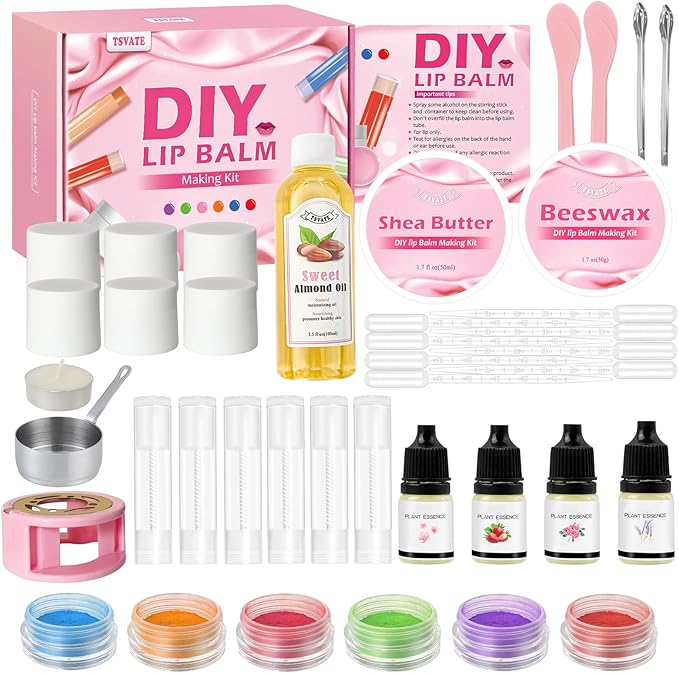 TSVATE DIY Lip Balm Kit, 47Pcs Lip Balm Making Kit for Kids, Make Your Own Lip Balm, DIY Lip Care Kit by Multi-flavor and Multicolored, DIY Makeup Set for Birthday Gift-BrightBean Baby