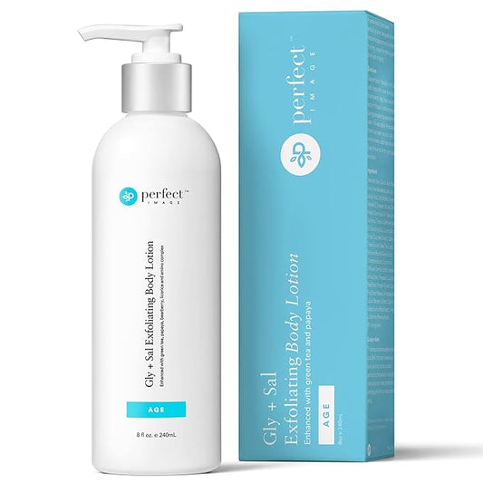Perfect Image Gly + Sal Exfoliating Body Lotion, 8% Glycolic Acid and 2% Salicylic Acid Lotion Enhanced with Green Tea, Papaya, Bearberry, Licorice and Amino Complex-BrightBean Baby
