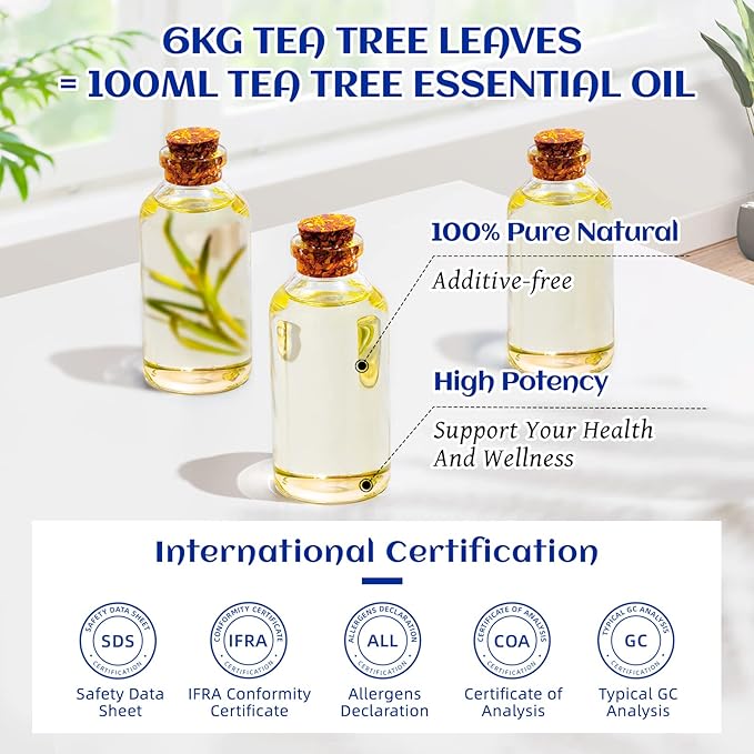 HIQILI Tea Tree Oil for Skin, Hair Restoration, Added to Shampoo, Body Wash, Foot Soak Use - 3.38 Fl Oz-BrightBean Baby