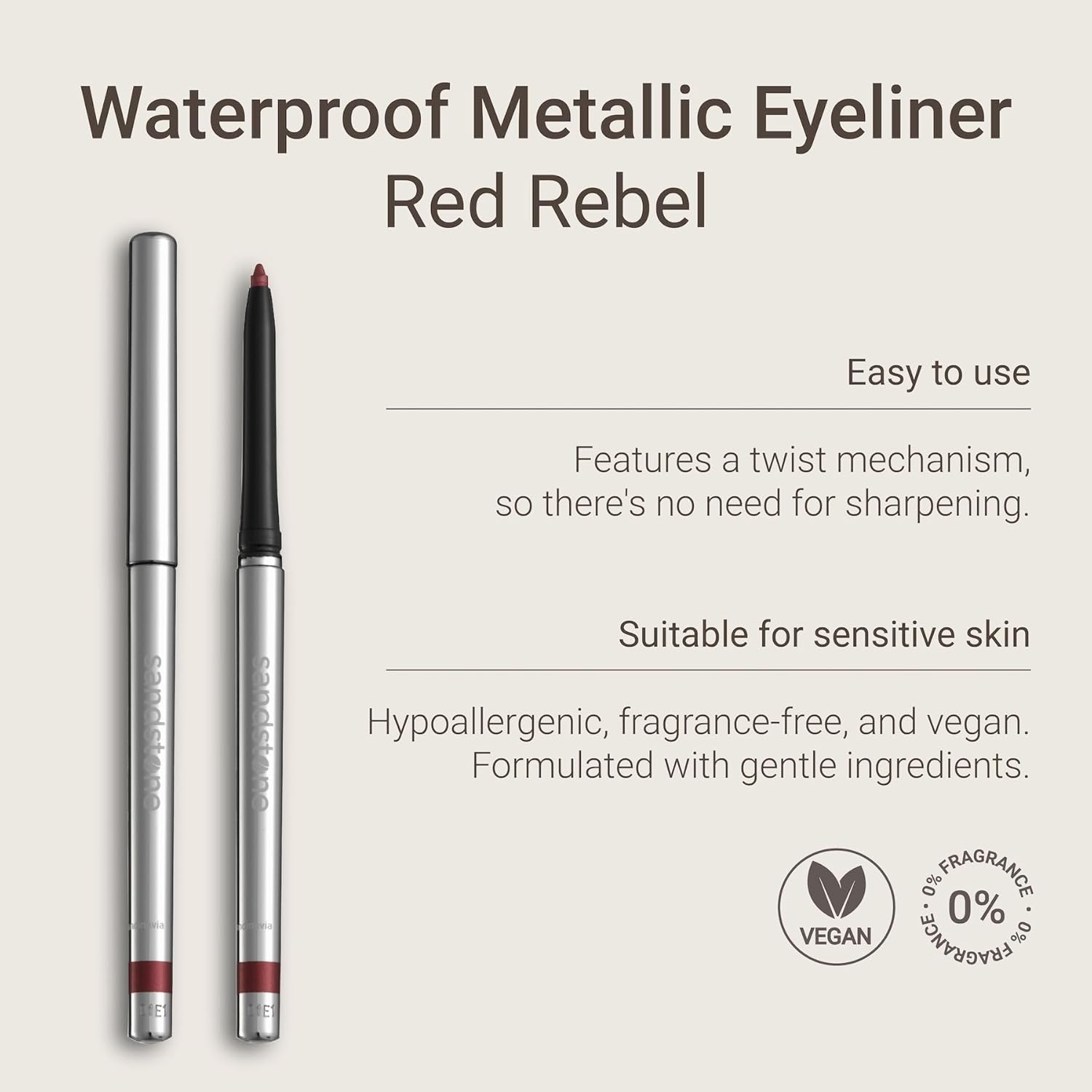 Hypoallergenic Waterproof Red Rebel Eyeliner Pencil-BrightBean Baby