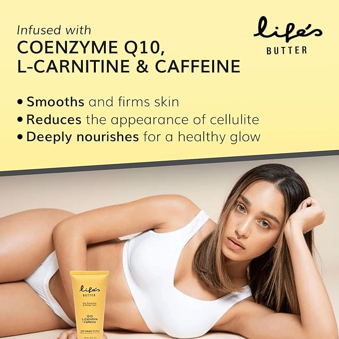 LIFE'S BUTTER Anti-Cellulite Cream - 100% Natural - Made in USA - Cruelty-Free - Hypoallergenic - Best Cellulite Reduction - Skin Firming + Tightening for Women L-Carnitine + CoQ10 + Caffeine – 6oz-BrightBean Baby