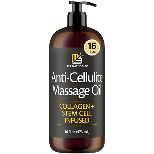 M3 Naturals Firming Body Massage Oil with Collagen & Stem Cell – Helps Smooth The Appearance of Cellulite & Improve Skin Texture – Refreshing Aromatherapy Body Oil for Legs & Full Body – 16 Fl Oz-BrightBean Baby