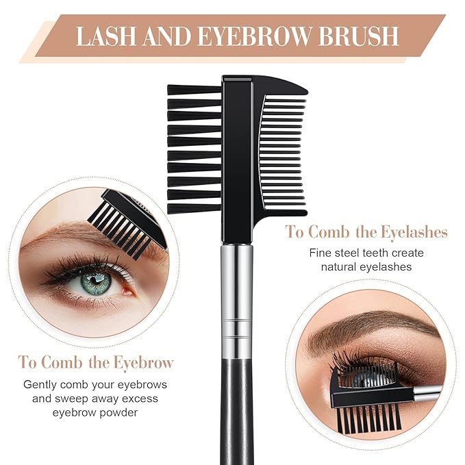 Skyley 4 Pieces Eyebrow Brush Eyelash Separator Brow Comb and Lash Spoolie Professional Eye Makeup Tools Metal Folding Lash Comb Black Double Head Eyelash Brush-BrightBean Baby