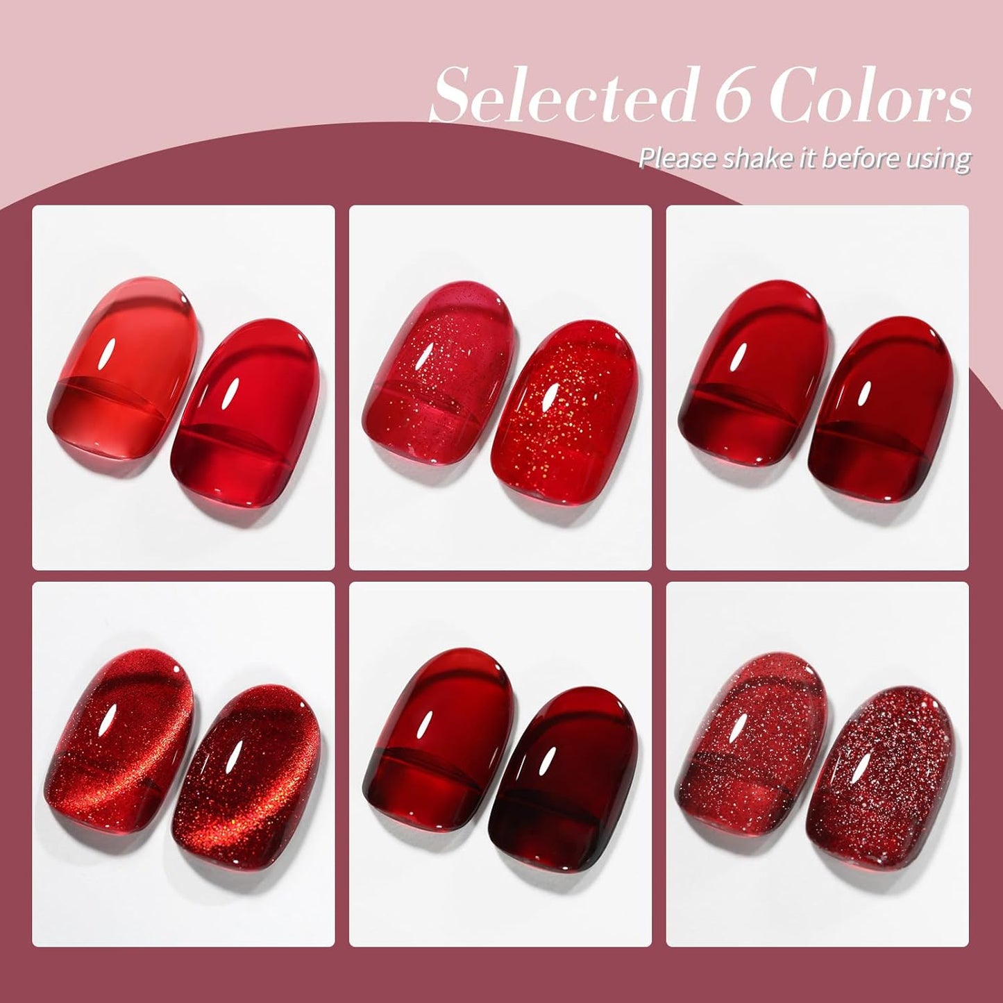 Born Pretty Jelly Burgundy Gel Nail Polish Halloween Ruby Blood Red Glitter Cat Magnetic Eye Gel Nail Polish Cherry Wine Red Gel Polish Collection Soak Off U v Led Gel Nail Kit Minicure DIY Gift 6PCS-BrightBean Baby